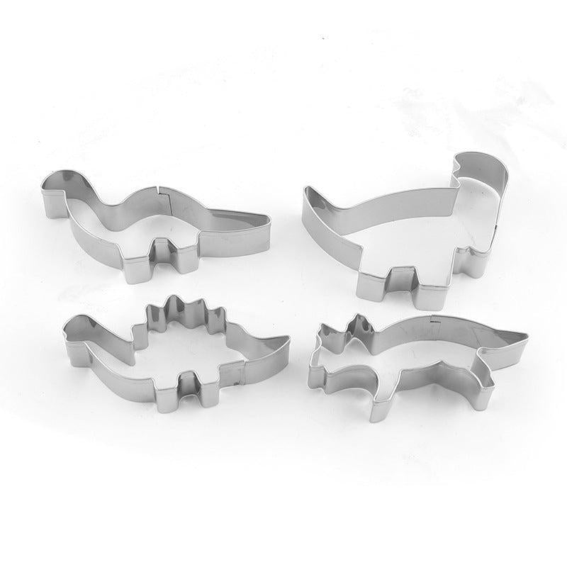 4pc Stainless Steel Dinosaur Cookie Cutter Set DIY Baking Tools