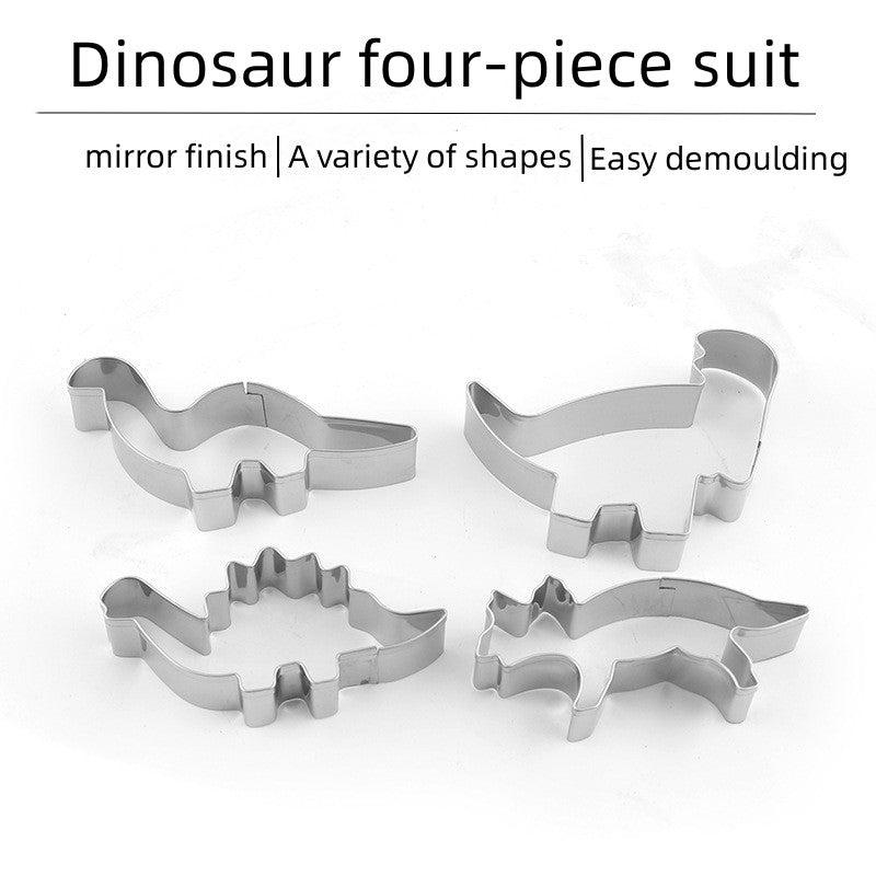 4pc Stainless Steel Dinosaur Cookie Cutter Set DIY Baking Tools