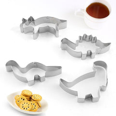 4pc Stainless Steel Dinosaur Cookie Cutter Set DIY Baking Tools