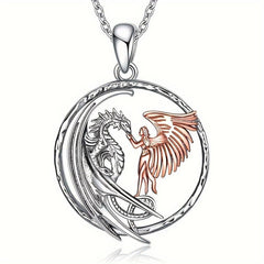 Retro Angel Dragon Pendant Necklace Women Jewelry