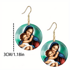 Creative Parent Child Round Acrylic Earrings