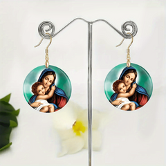 Creative Parent Child Round Acrylic Earrings