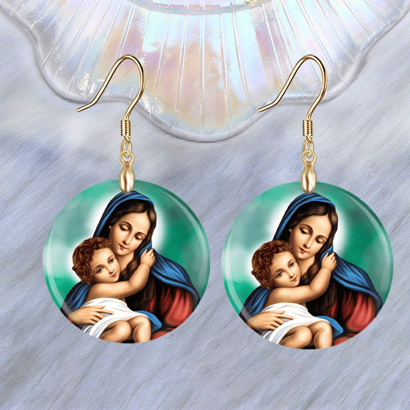 Creative Parent Child Round Acrylic Earrings