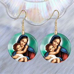 Creative Parent Child Round Acrylic Earrings
