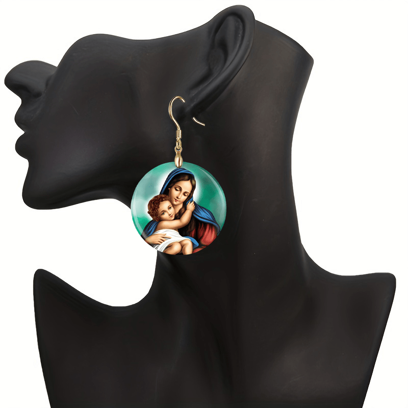Creative Parent Child Round Acrylic Earrings