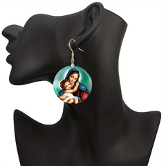 Creative Parent Child Round Acrylic Earrings