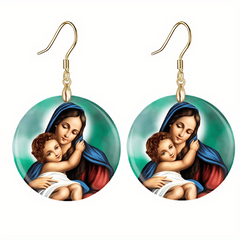 Creative Parent Child Round Acrylic Earrings