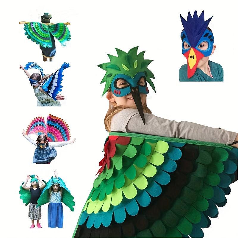 Kids Owl Cartoon Animal Costume Cosplay Bird Wings Cape