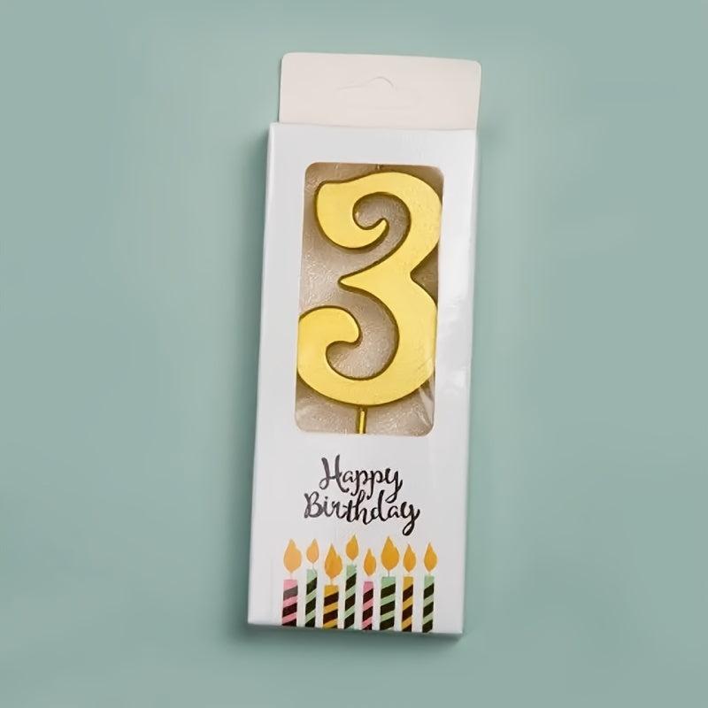Golden Number Candle Birthday Wishes Anniversary Cake Decoration Candle