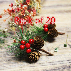 20pcs Christmas Pinecone Pine Needles DIY Decorations