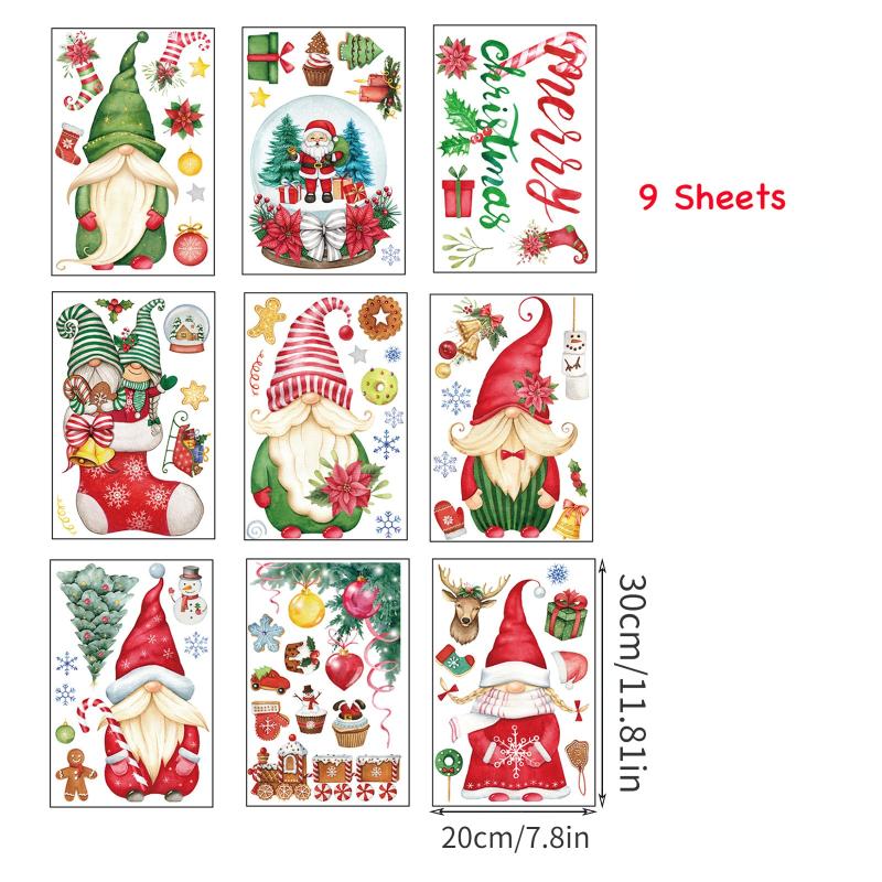 Christmas Window Clings Glass Stickers Santa Claus Wall Decals