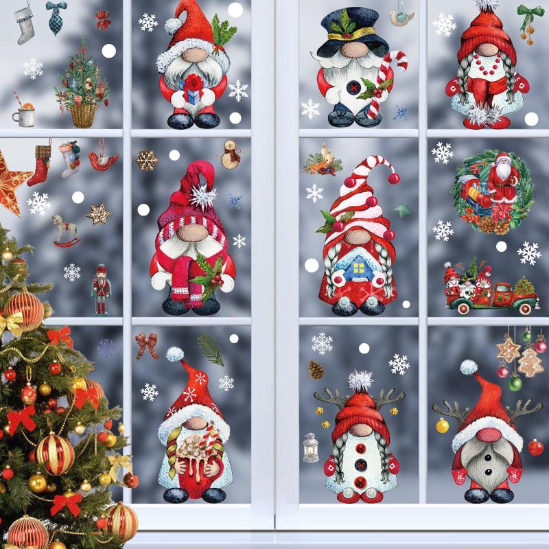 Christmas Window Clings Glass Stickers Santa Claus Wall Decals