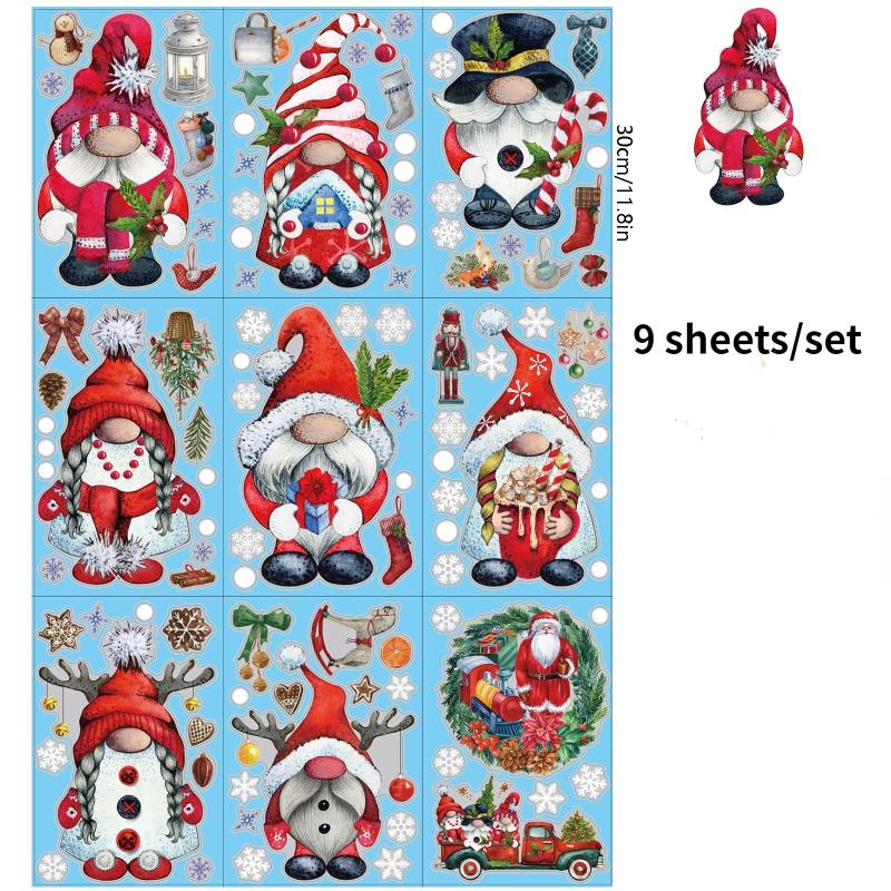 Christmas Window Clings Glass Stickers Santa Claus Wall Decals
