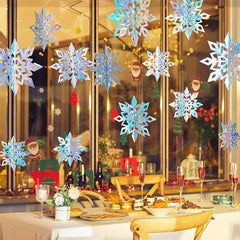 6pcs 3D Holographic Snowflakes Christmas Winter Wonderland Decor
