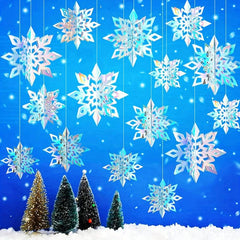 6pcs 3D Holographic Snowflakes Christmas Winter Wonderland Decor