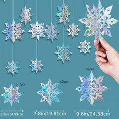 6pcs 3D Holographic Snowflakes Christmas Winter Wonderland Decor
