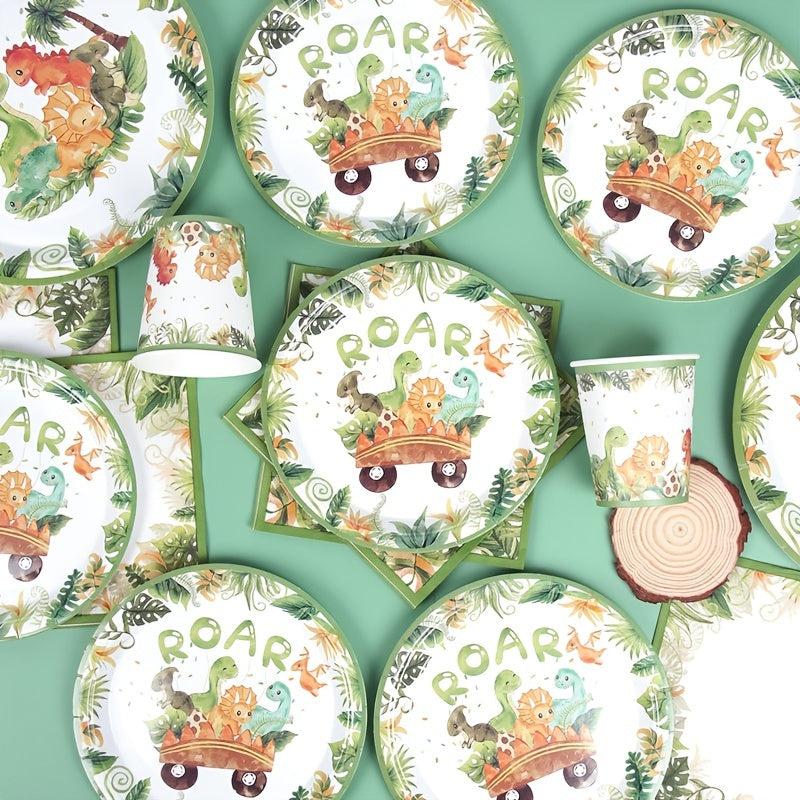 Dinosaur Disposable Tableware Jungle Safari Dinosaur Birthday Party Decoration