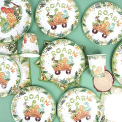 Dinosaur Disposable Tableware Jungle Safari Dinosaur Birthday Party Decoration
