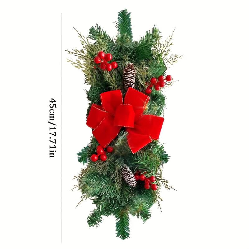 Red Rattan Bow Christmas Wreath Decoration