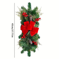 Red Rattan Bow Christmas Wreath Decoration
