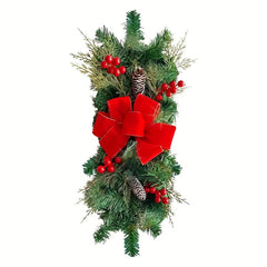 Red Rattan Bow Christmas Wreath Decoration