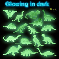 48pcs Glow in Dark Mini Dinosaur Figures Party Favors Cupcake Toppers