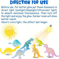 48pcs Glow in Dark Mini Dinosaur Figures Party Favors Cupcake Toppers