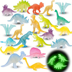 48pcs Glow in Dark Mini Dinosaur Figures Party Favors Cupcake Toppers