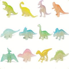 48pcs Glow in Dark Mini Dinosaur Figures Party Favors Cupcake Toppers