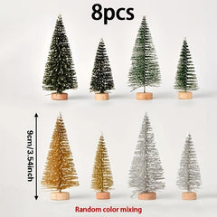 8pcs Pine Needle Christmas Tree Micro Bonsai Decorations