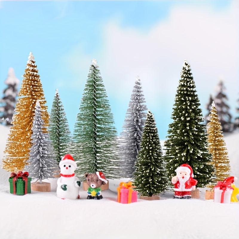 8pcs Pine Needle Christmas Tree Micro Bonsai Decorations