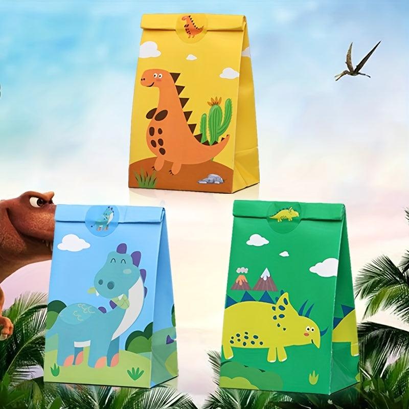 14pcs Cartoon Dinosaur Gift Bag Party Small Gift Wrapping Bag Party Decoration