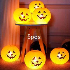 5pcs 15.74-inch Halloween Glow Pumpkin Balloons for Horror Party