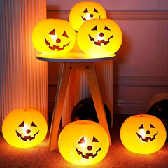 5pcs 15.74-inch Halloween Glow Pumpkin Balloons for Horror Party
