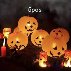 5pcs 15.74-inch Halloween Glow Pumpkin Balloons for Horror Party