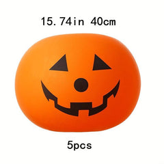 5pcs 15.74-inch Halloween Glow Pumpkin Balloons for Horror Party