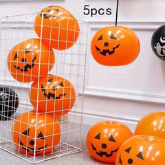 5pcs 15.74-inch Halloween Glow Pumpkin Balloons for Horror Party