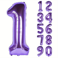 Purple Number Balloon Set for Birthday Party