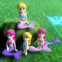 4pcs Mermaid Cake Topper Modern Mermaid Cake Top Decoration For Girls Birthday