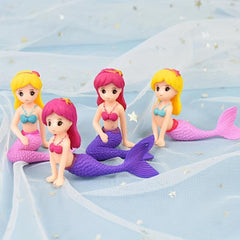4pcs Mermaid Cake Topper Modern Mermaid Cake Top Decoration For Girls Birthday