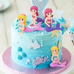 4pcs Mermaid Cake Topper Modern Mermaid Cake Top Decoration For Girls Birthday