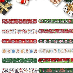 10pcs Christmas Slap Bracelets Party Decoration for Boys and Girls