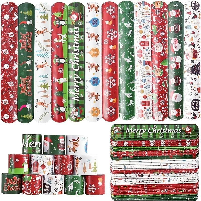 10pcs Christmas Slap Bracelets Party Decoration for Boys and Girls