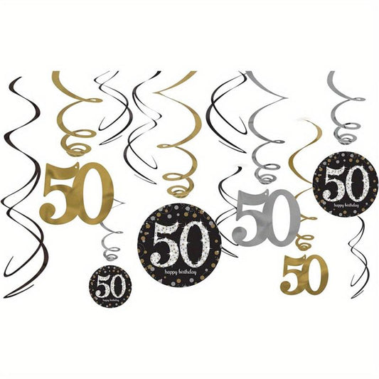 50th Birthday Party 12pcs PVC Spiral Charm Decoration