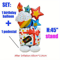 22 Cm 3D Birthday Aluminum Foil Balloon with Base