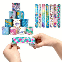 Mermaid Snap Bracelets Pack - Kids Party Favors - Bulk Toys - Wrist Bands