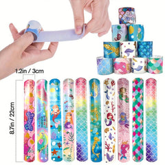 Mermaid Snap Bracelets Pack - Kids Party Favors - Bulk Toys - Wrist Bands