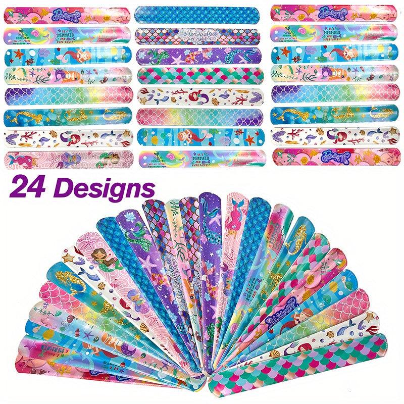 Mermaid Snap Bracelets Pack - Kids Party Favors - Bulk Toys - Wrist Bands