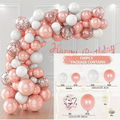 121 Piece Rose & Pink Balloon Chain Set for Parties & Weddings