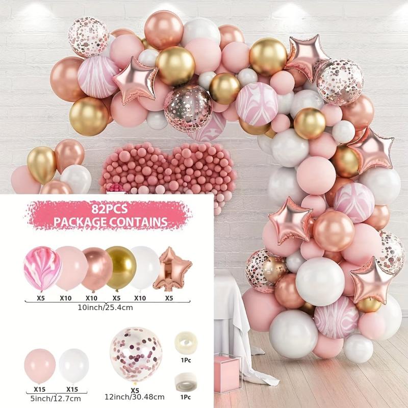 121 Piece Rose & Pink Balloon Chain Set for Parties & Weddings